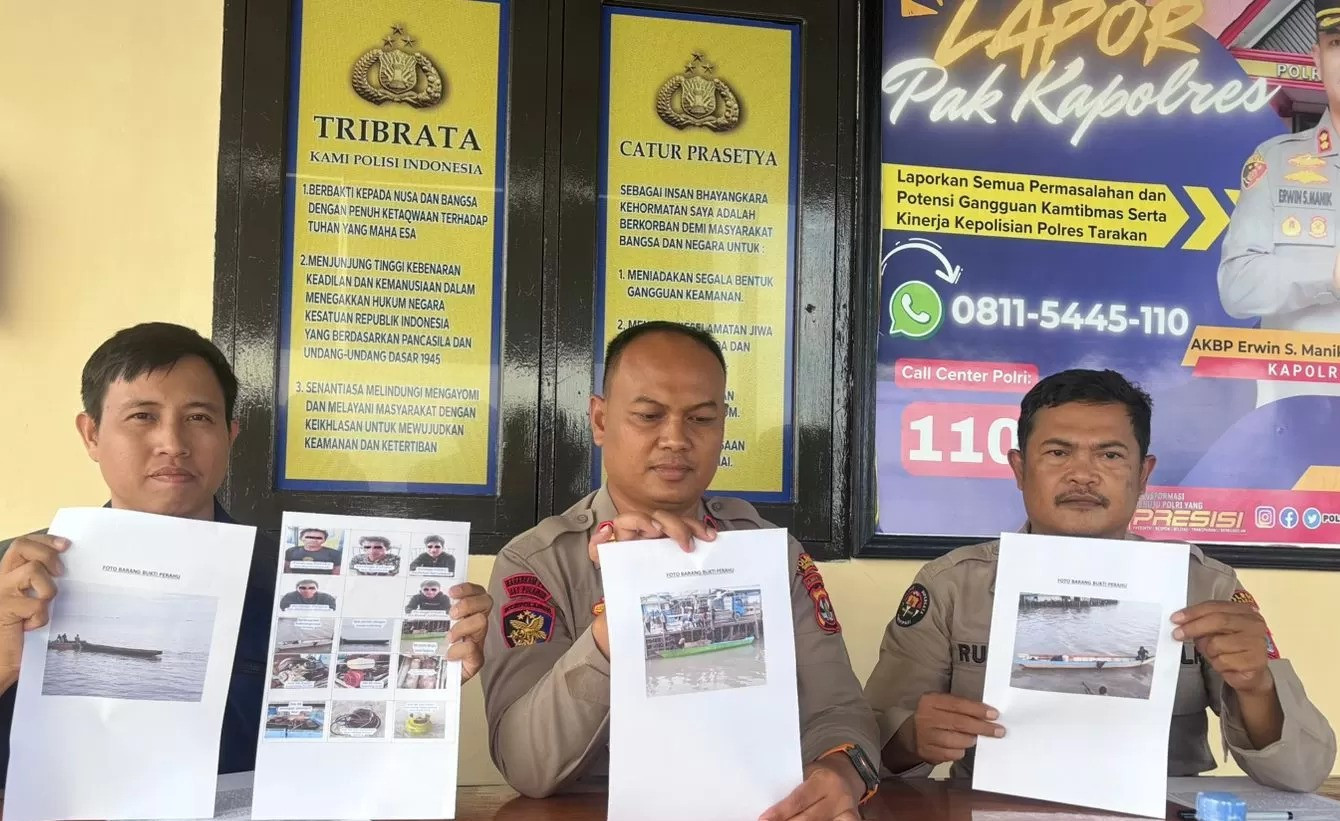 Satpolairud Tarakan Tangkap Lima Pencuri Besi dan Mesin Kapal di Perairan Laut